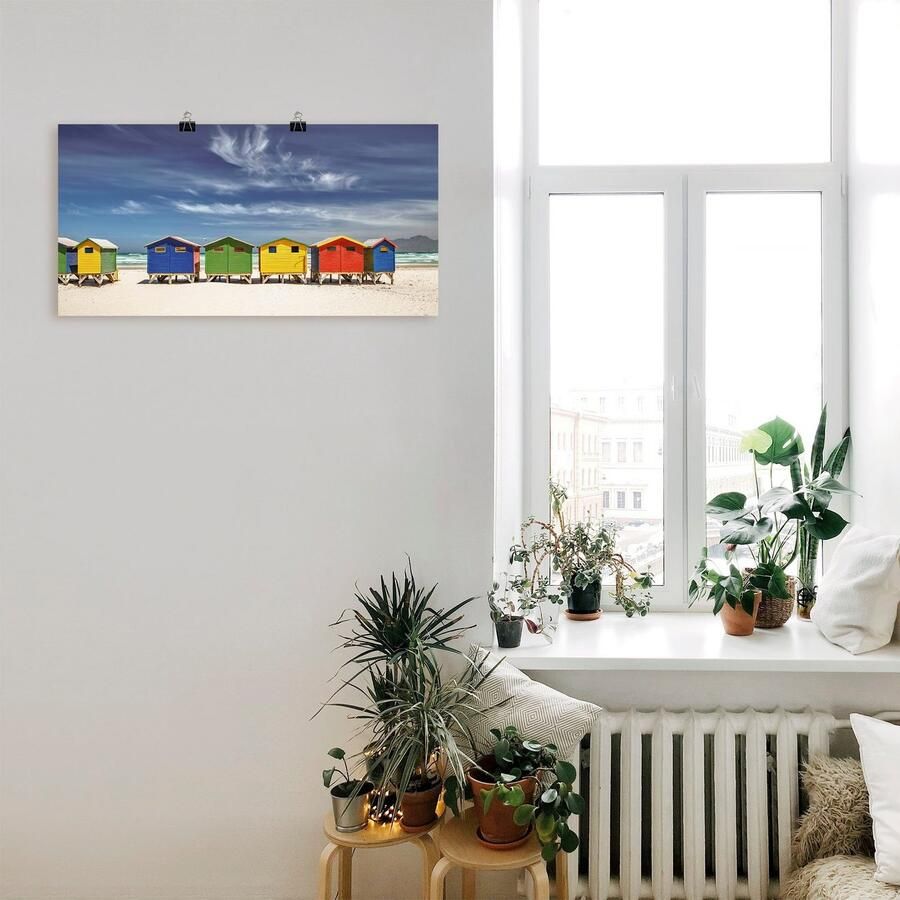 Artland Artprint Veelkleurige strandhuisjes bij Kaapstad als artprint van aluminium artprint voor buiten artprint op linnen poster muursticker - Foto 3