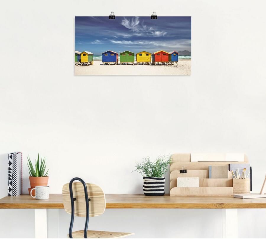 Artland Artprint Veelkleurige strandhuisjes bij Kaapstad als artprint van aluminium artprint voor buiten artprint op linnen poster muursticker - Foto 6