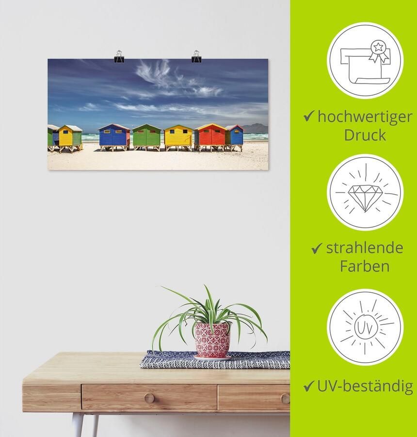 Artland Artprint Veelkleurige strandhuisjes bij Kaapstad als artprint van aluminium artprint voor buiten artprint op linnen poster muursticker - Foto 5