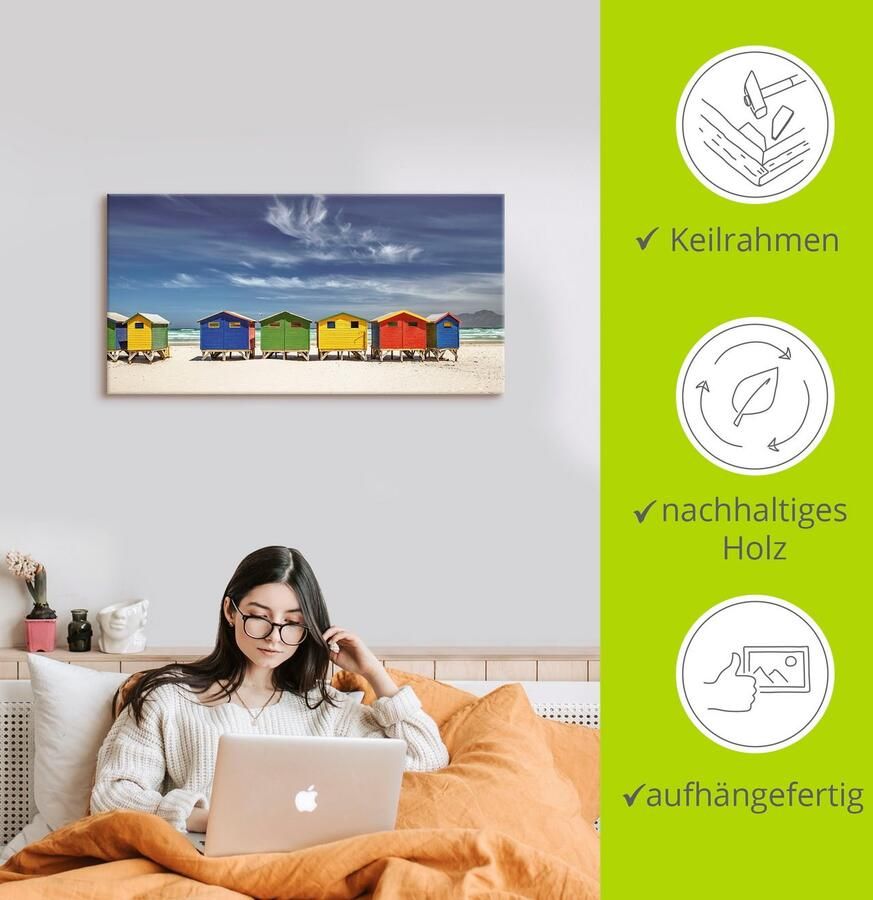 Artland Artprint Veelkleurige strandhuisjes bij Kaapstad als artprint van aluminium artprint voor buiten artprint op linnen poster muursticker - Foto 2
