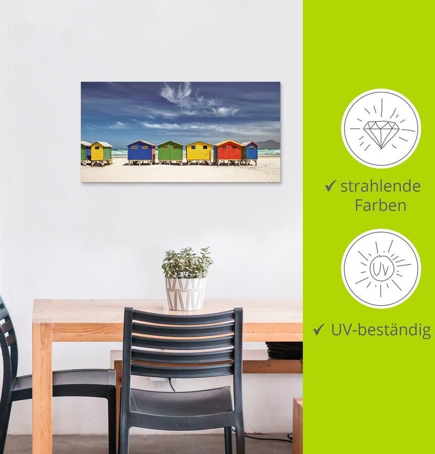 Artland Artprint Veelkleurige strandhuisjes bij Kaapstad als artprint van aluminium artprint voor buiten artprint op linnen poster muursticker - Foto 3