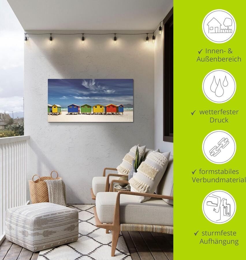 Artland Artprint Veelkleurige strandhuisjes bij Kaapstad als artprint van aluminium artprint voor buiten artprint op linnen poster muursticker - Foto 5