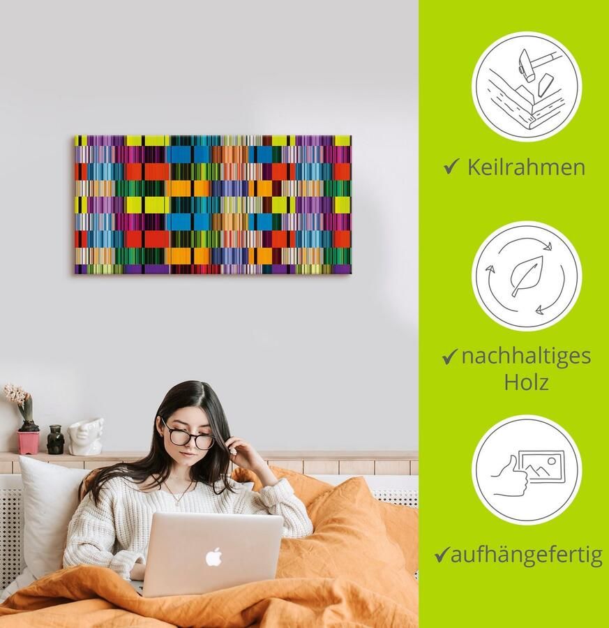 Artland Artprint Veelkleurige strepen als artprint op linnen in verschillende maten - Foto 3