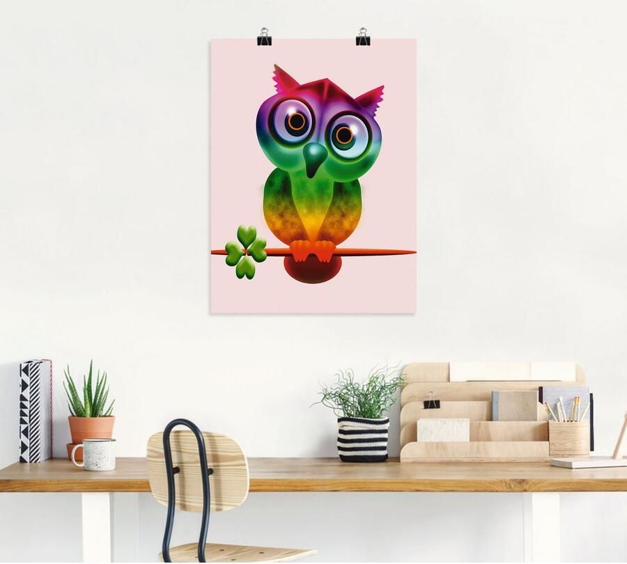 Artland Artprint Veelkleurige uil als poster muursticker in verschillende maten - Foto 4