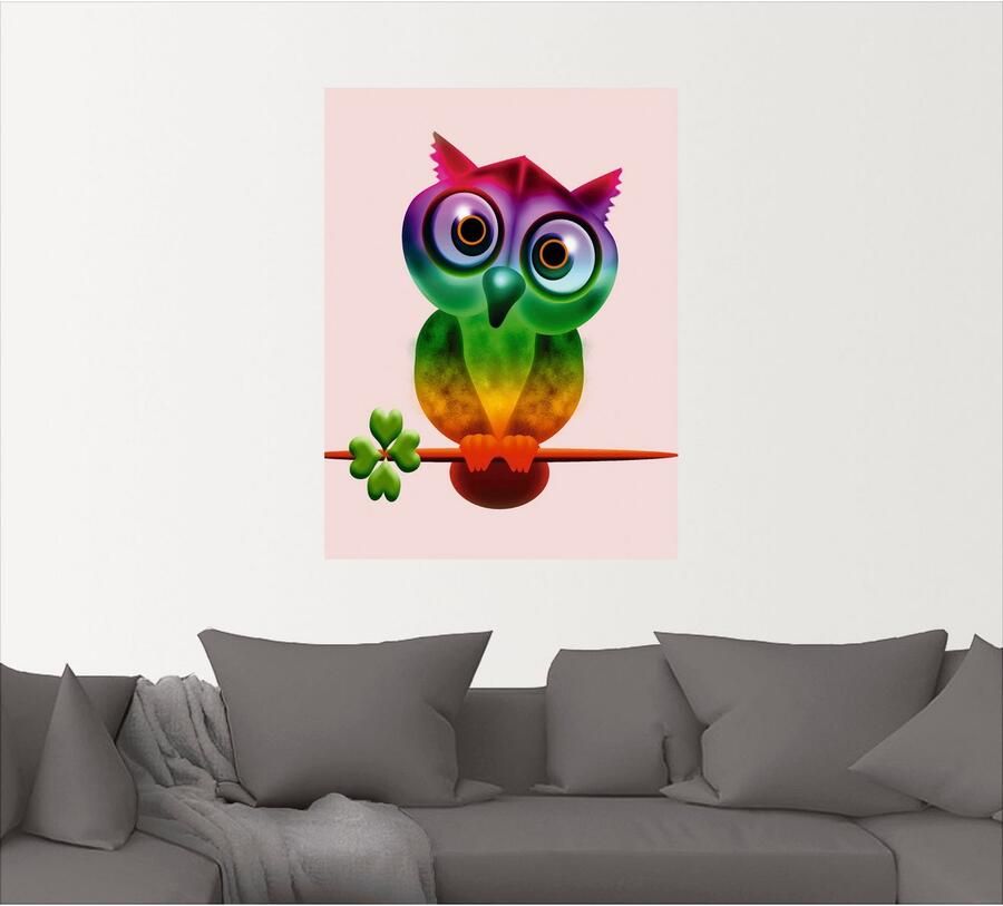 Artland Artprint Veelkleurige uil als poster muursticker in verschillende maten - Foto 4