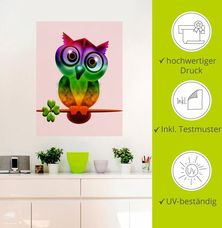 Artland Artprint Veelkleurige uil als poster muursticker in verschillende maten - Foto 2