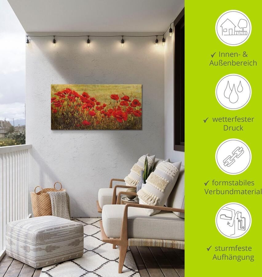 Artland Artprint Veld klaprozen als artprint van aluminium artprint voor buiten artprint op linnen in verschillende maten - Foto 4