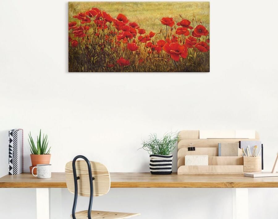 Artland Artprint op linnen Veld klaprozen - Foto 6