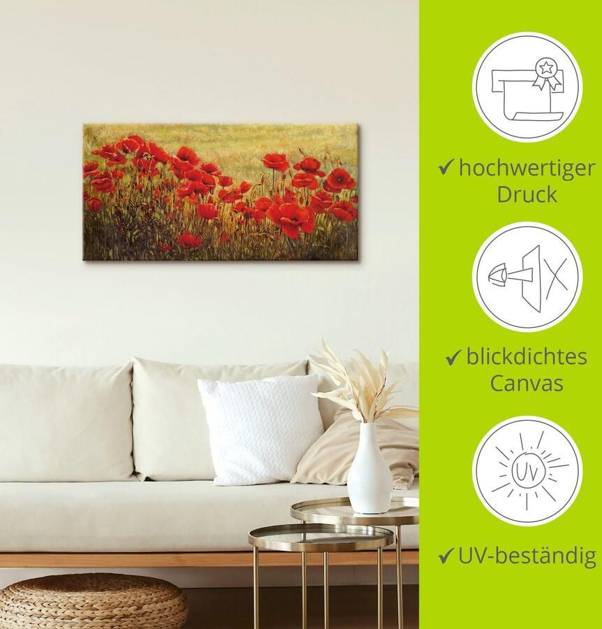 Artland Artprint Veld klaprozen als artprint van aluminium artprint voor buiten artprint op linnen in verschillende maten - Foto 4