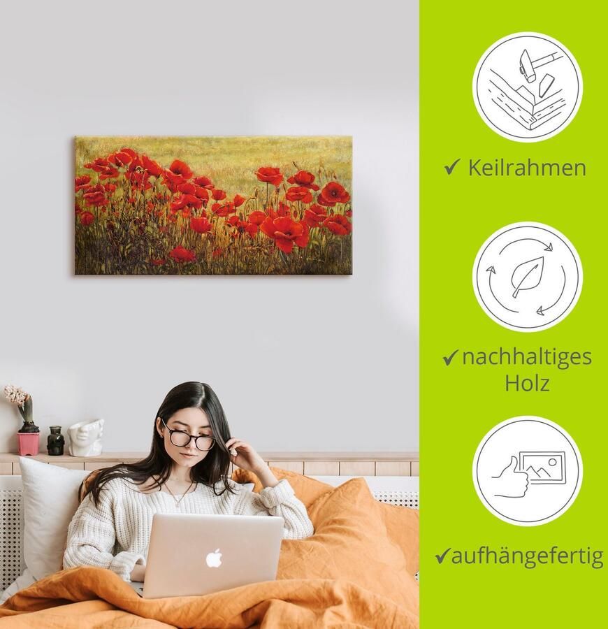 Artland Artprint Veld klaprozen als artprint van aluminium artprint voor buiten artprint op linnen in verschillende maten - Foto 3