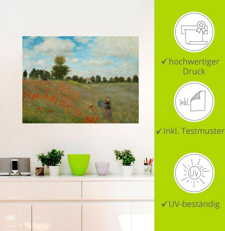 Artland Artprint Veld klaprozen bij Argenteuil. 1873 als artprint op linnen poster muursticker in verschillende maten - Foto 2