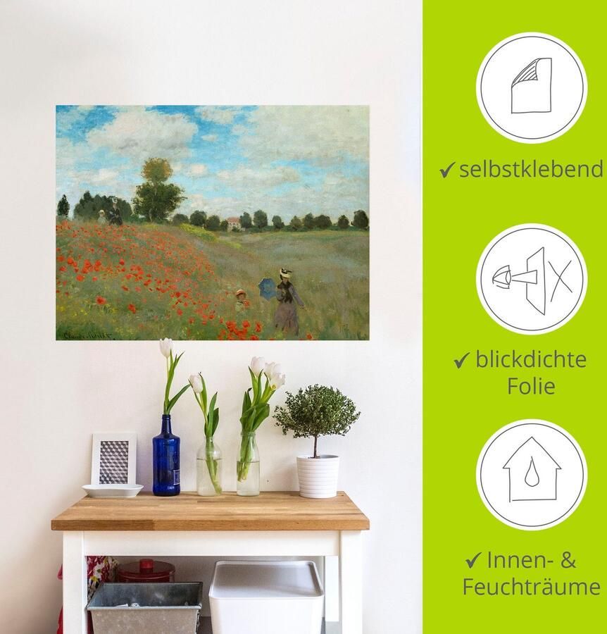 Artland Artprint Veld klaprozen bij Argenteuil. 1873 als artprint op linnen poster muursticker in verschillende maten - Foto 3