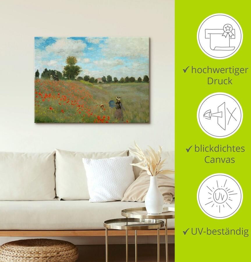 Artland Artprint Veld klaprozen bij Argenteuil. 1873 als artprint op linnen poster muursticker in verschillende maten - Foto 3