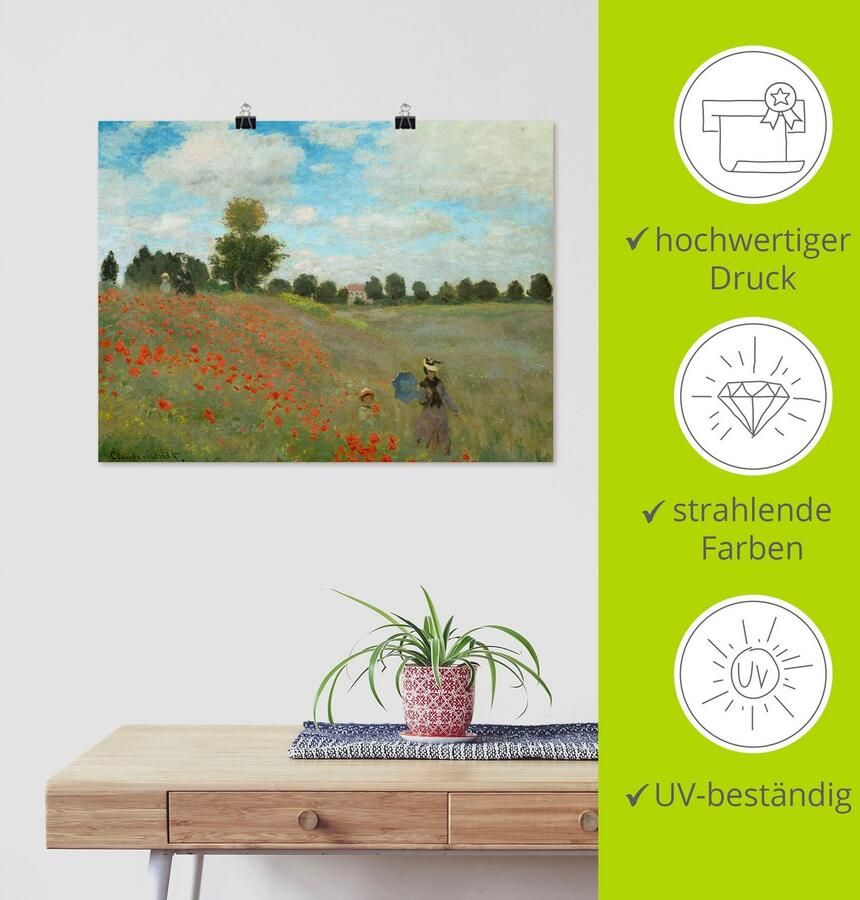 Artland Artprint Veld klaprozen bij Argenteuil. 1873 als artprint op linnen poster muursticker in verschillende maten - Foto 4