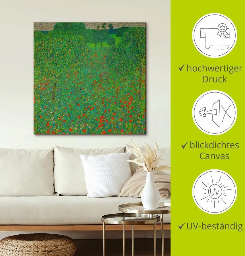 Artland Artprint Veld met papaver als artprint van aluminium artprint voor buiten artprint op linnen in verschillende maten - Foto 2