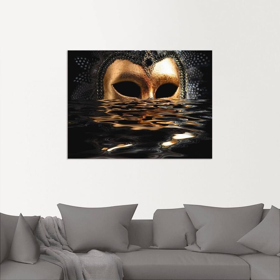 Artland Artprint Venetiaans masker met bladgoudkleur als artprint van aluminium artprint voor buiten artprint op linnen poster muursticker