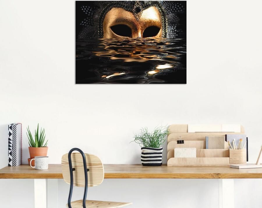 Artland Artprint Venetiaans masker met bladgoudkleur als artprint van aluminium artprint voor buiten artprint op linnen poster muursticker - Foto 7