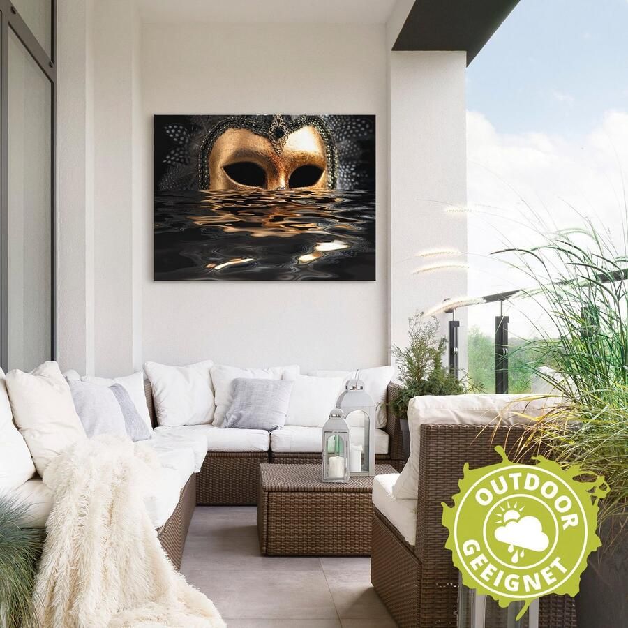 Artland Artprint Venetiaans masker met bladgoudkleur als artprint van aluminium artprint voor buiten artprint op linnen poster muursticker - Foto 3
