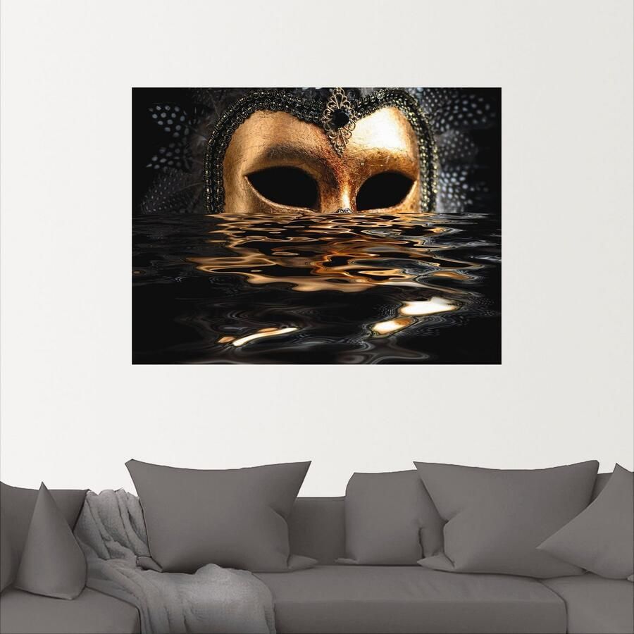 Artland Artprint Venetiaans masker met bladgoudkleur als artprint van aluminium artprint voor buiten artprint op linnen poster muursticker - Foto 2