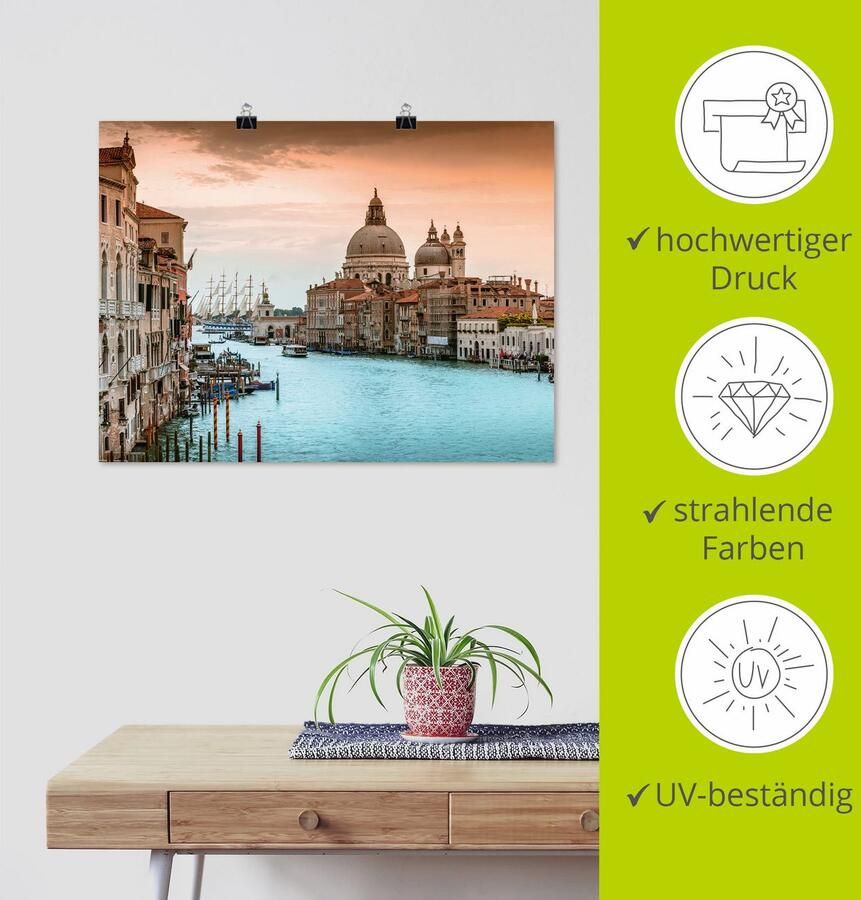 Artland Artprint Venetië Canal Grande I als artprint van aluminium artprint voor buiten artprint op linnen poster muursticker - Foto 3