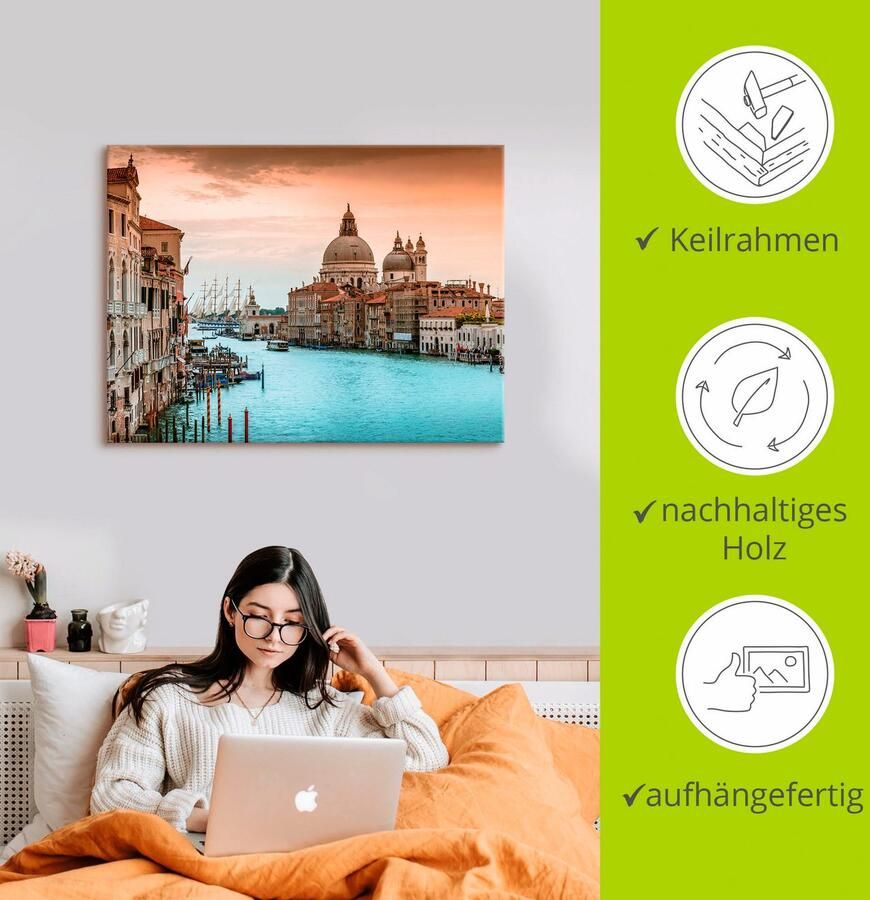 Artland Artprint Venetië Canal Grande I als artprint van aluminium artprint voor buiten artprint op linnen poster muursticker - Foto 2