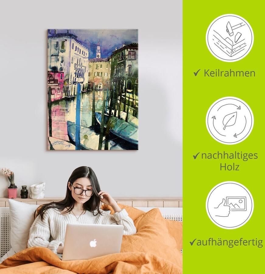 Artland Artprint Venetië Fondamenta Malcanton als artprint van aluminium artprint voor buiten artprint op linnen in verschillende maten - Foto 2