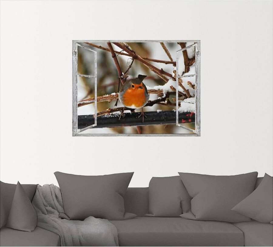 Artland Artprint Vensterbeeld roodborst als poster muursticker in verschillende maten - Foto 4