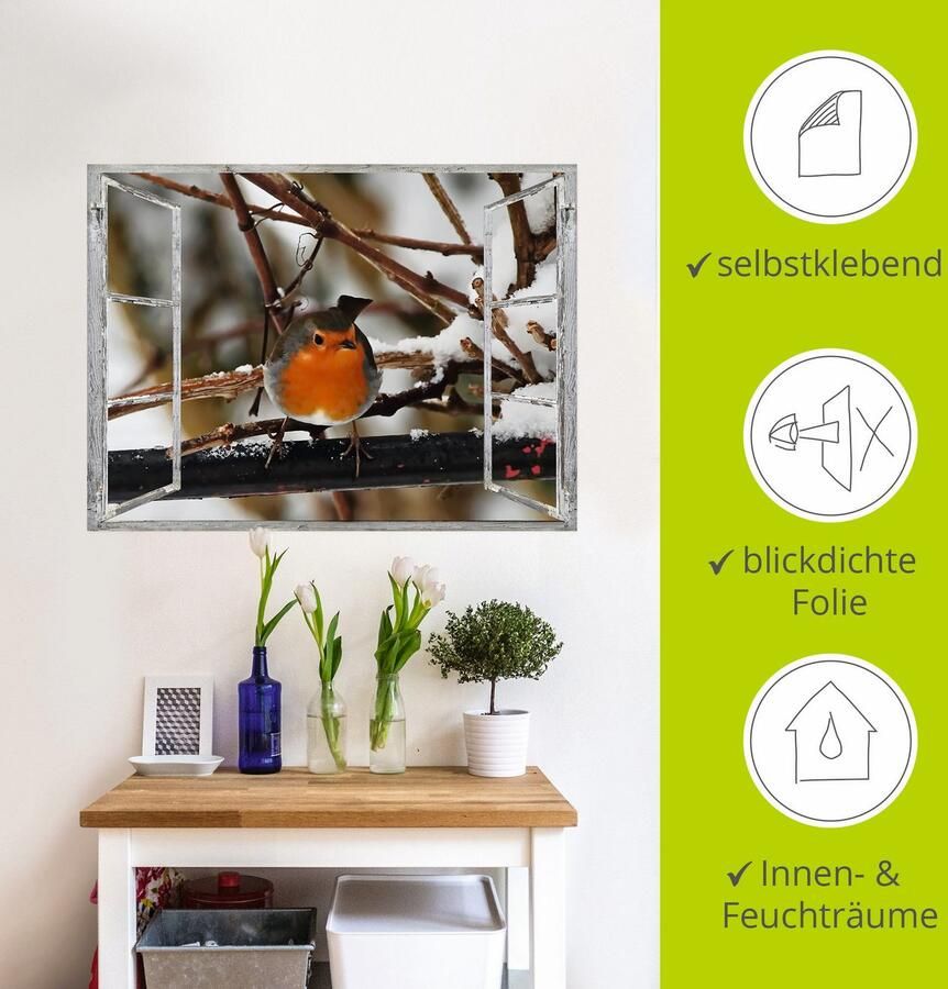 Artland Artprint Vensterbeeld roodborst als poster muursticker in verschillende maten - Foto 3
