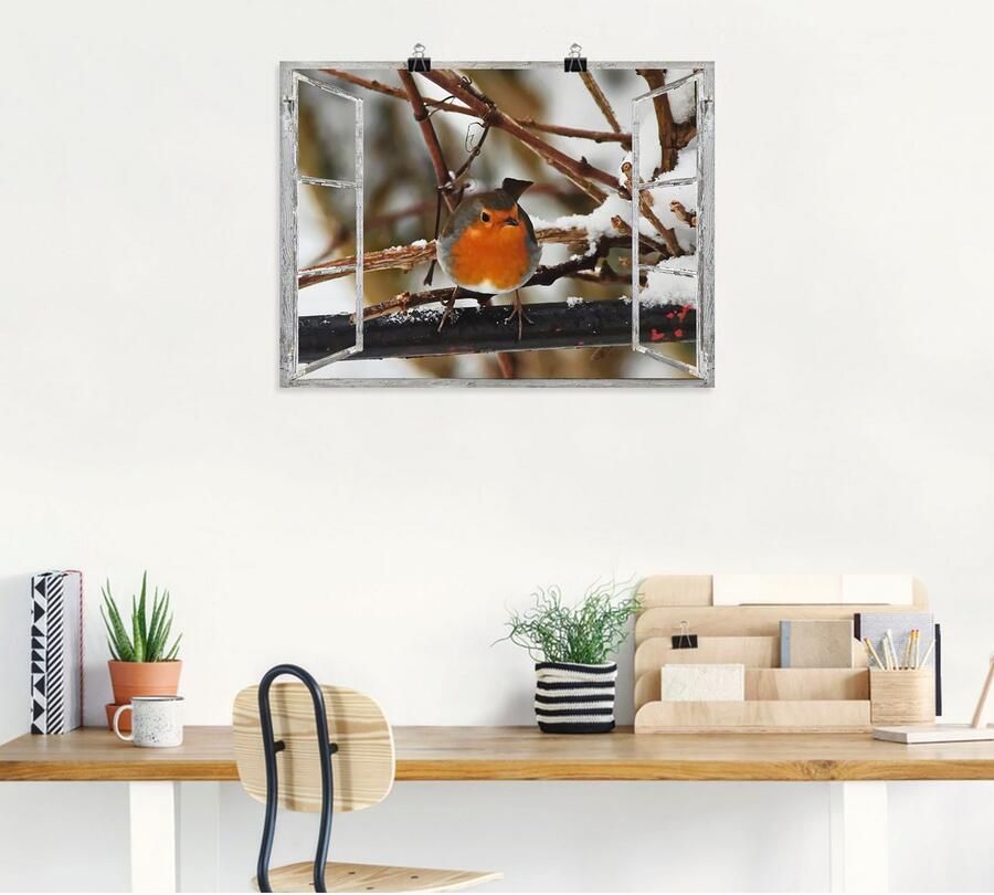 Artland Artprint Vensterbeeld roodborst als poster muursticker in verschillende maten - Foto 4