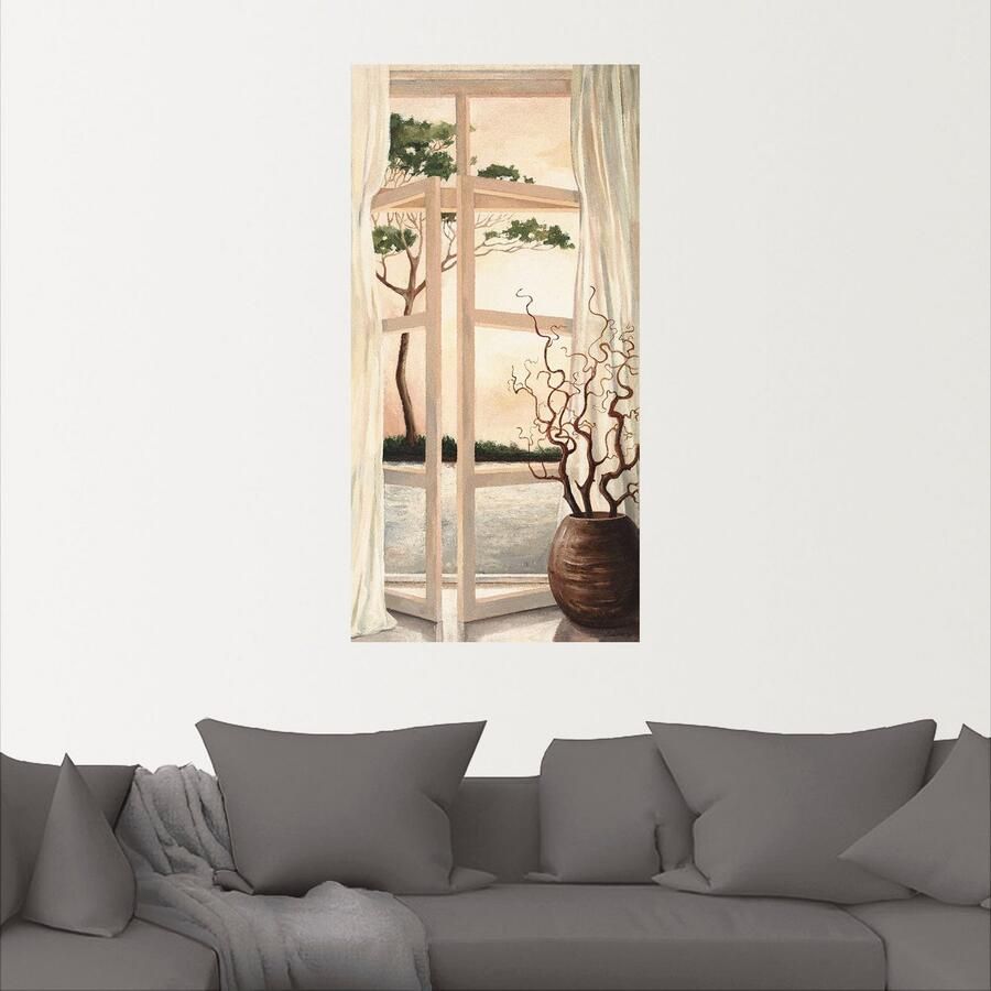 Artland Artprint Vensterbeeld Toscaanse zonsondergang als artprint van aluminium artprint voor buiten artprint op linnen poster muursticker - Foto 2