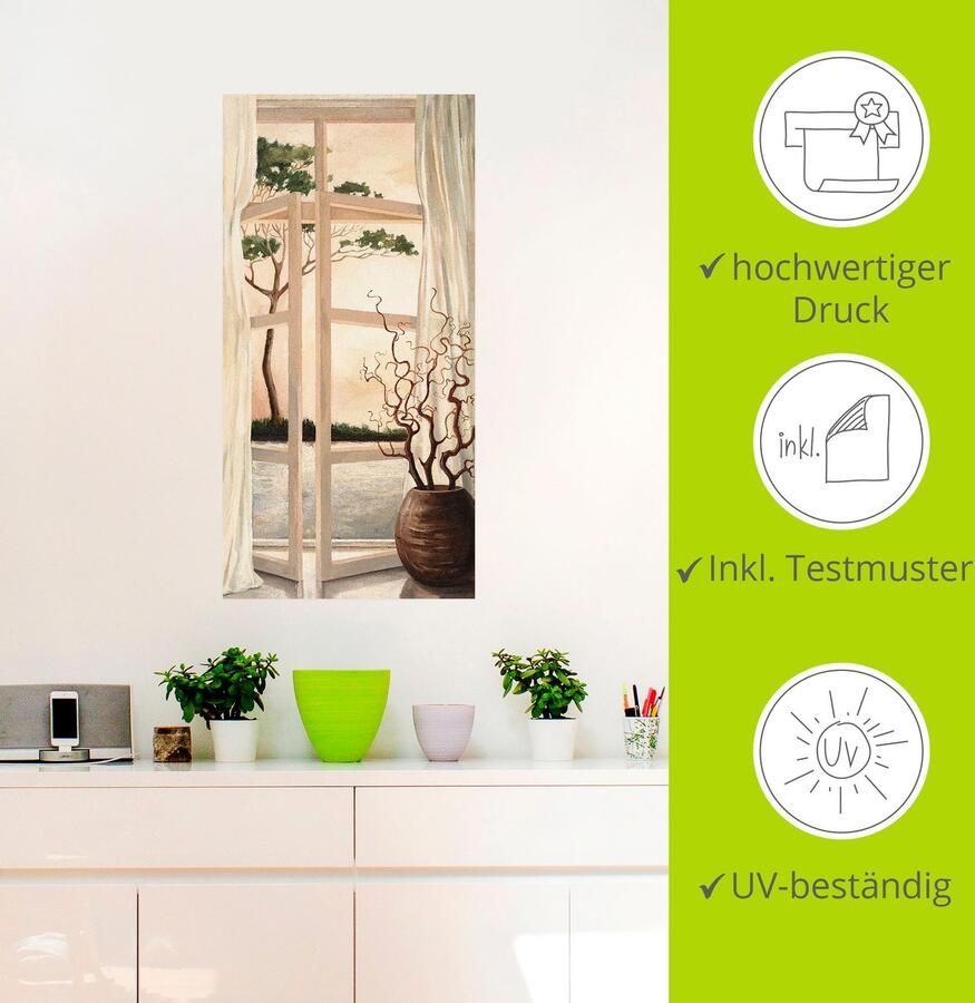 Artland Artprint Vensterbeeld Toscaanse zonsondergang als artprint van aluminium artprint voor buiten artprint op linnen poster muursticker - Foto 4