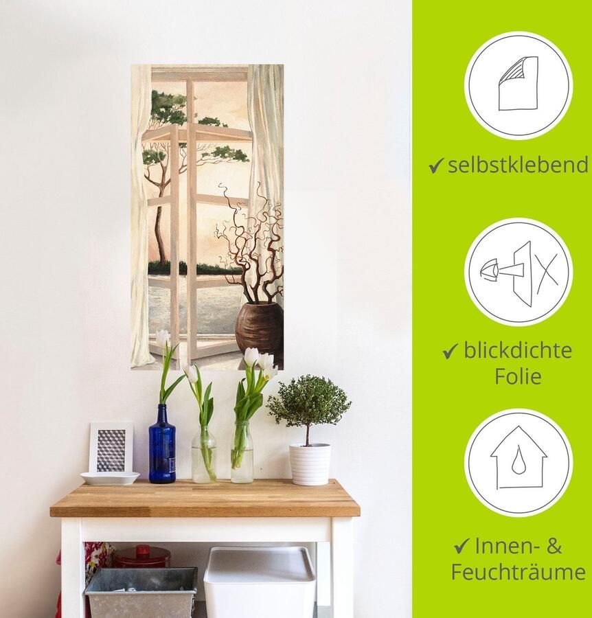 Artland Artprint Vensterbeeld Toscaanse zonsondergang als artprint van aluminium artprint voor buiten artprint op linnen poster muursticker - Foto 5