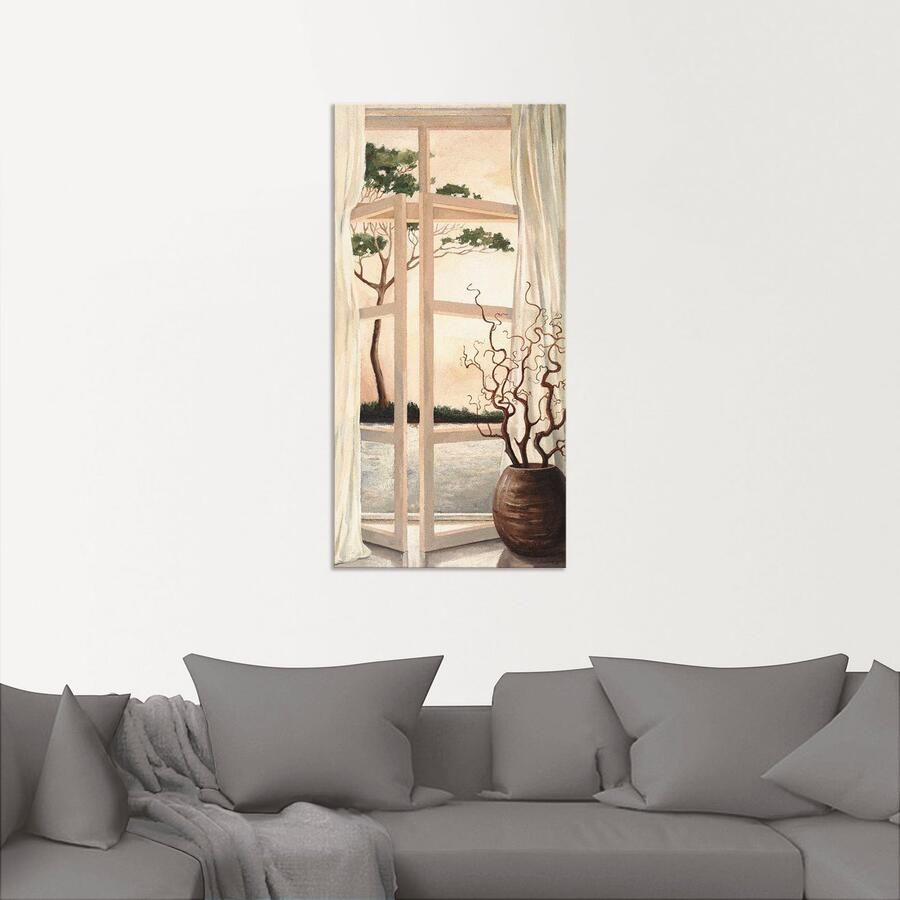 Artland Artprint Vensterbeeld Toscaanse zonsondergang als artprint van aluminium artprint voor buiten artprint op linnen poster muursticker - Foto 3