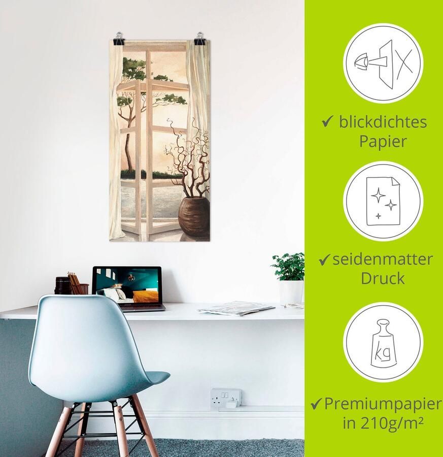 Artland Artprint Vensterbeeld Toscaanse zonsondergang als artprint van aluminium artprint voor buiten artprint op linnen poster muursticker - Foto 2