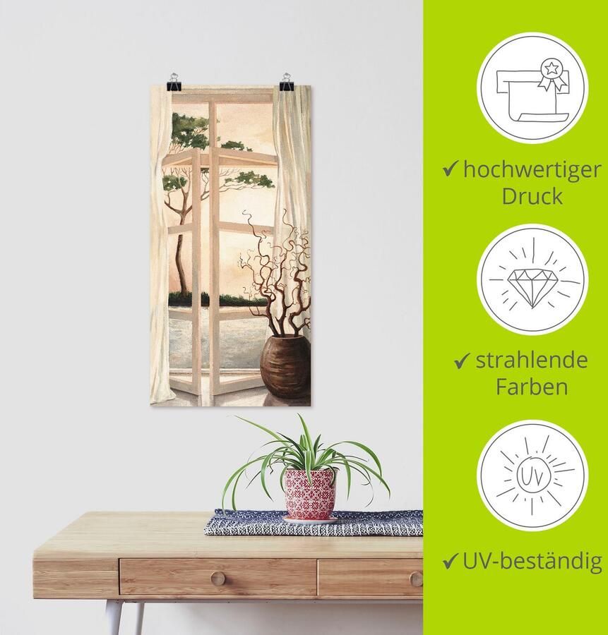 Artland Artprint Vensterbeeld Toscaanse zonsondergang als artprint van aluminium artprint voor buiten artprint op linnen poster muursticker - Foto 3