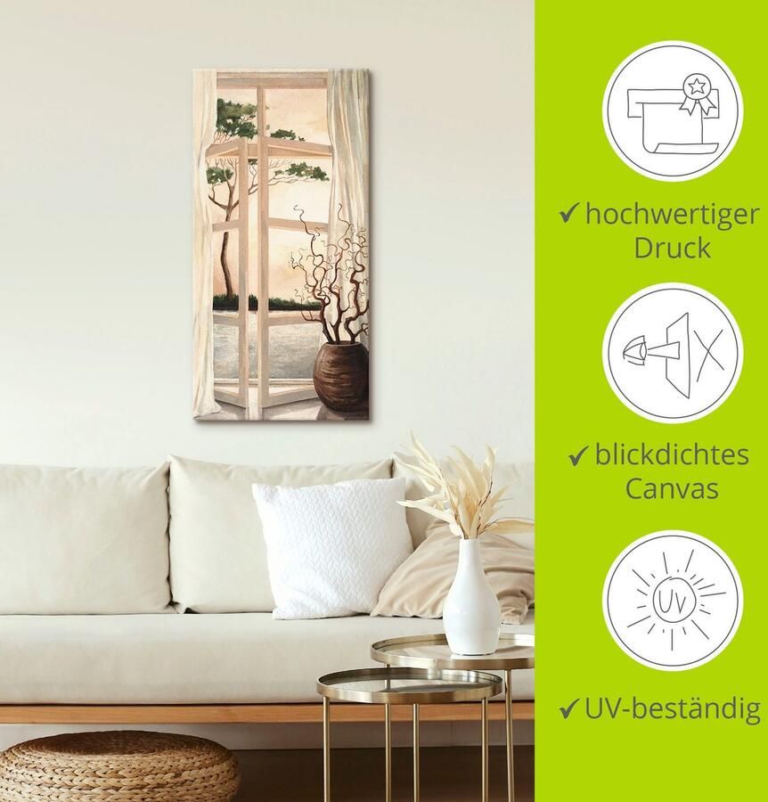 Artland Artprint Vensterbeeld Toscaanse zonsondergang als artprint van aluminium artprint voor buiten artprint op linnen poster muursticker - Foto 4