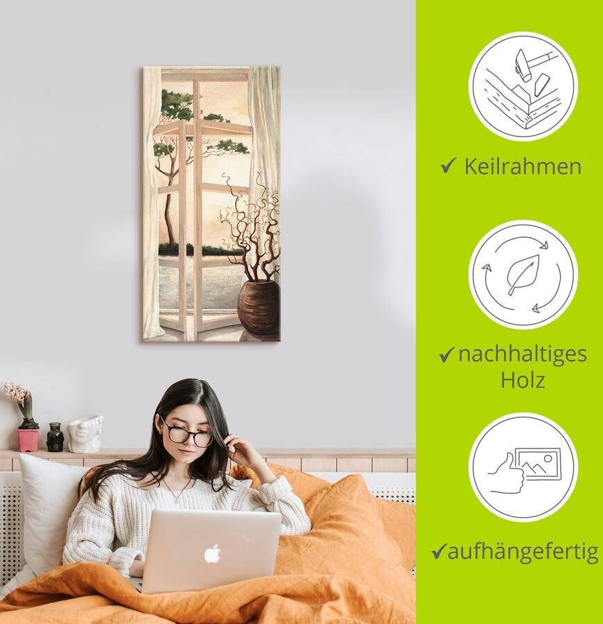 Artland Artprint Vensterbeeld Toscaanse zonsondergang als artprint van aluminium artprint voor buiten artprint op linnen poster muursticker - Foto 3