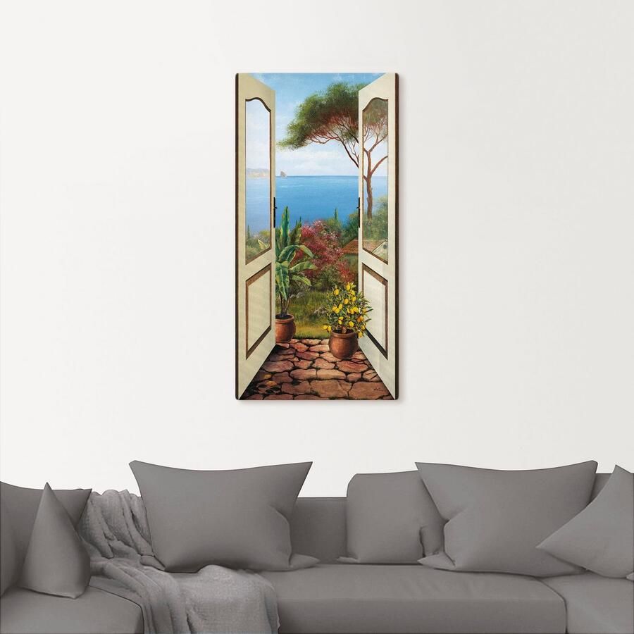 Artland Artprint op linnen Veranda aan de zee