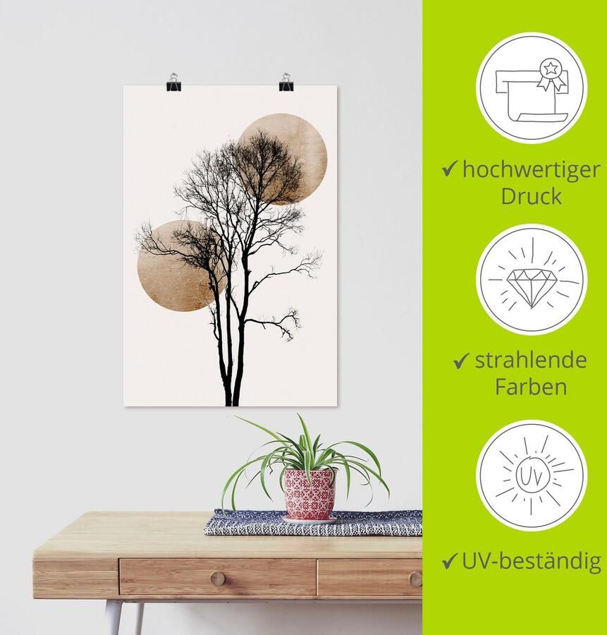 Artland Artprint Verborgen zon en maan als artprint van aluminium artprint voor buiten artprint op linnen poster muursticker - Foto 4