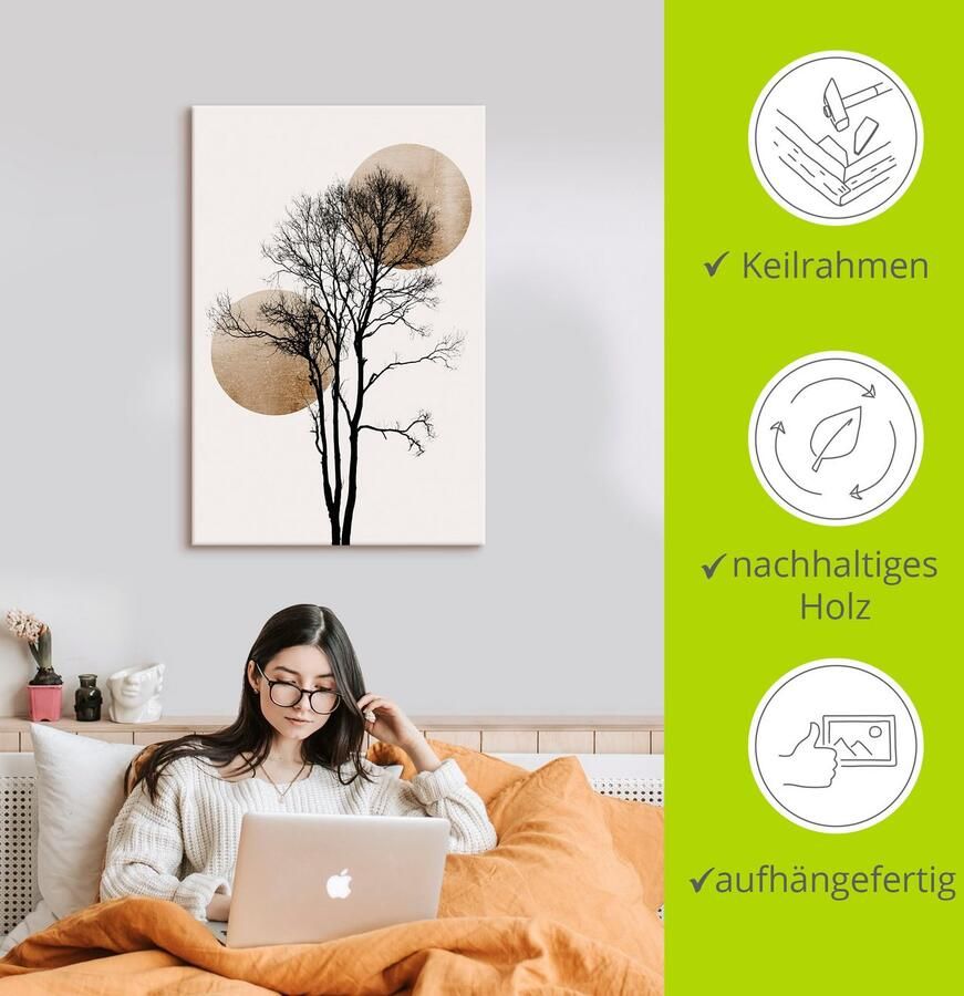 Artland Artprint Verborgen zon en maan als artprint van aluminium artprint voor buiten artprint op linnen poster muursticker - Foto 3