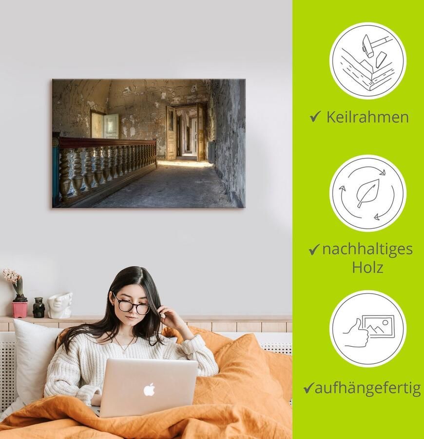 Artland Artprint Verlaten plek gang met zonneschijn als artprint van aluminium artprint voor buiten artprint op linnen in verschillende maten - Foto 2