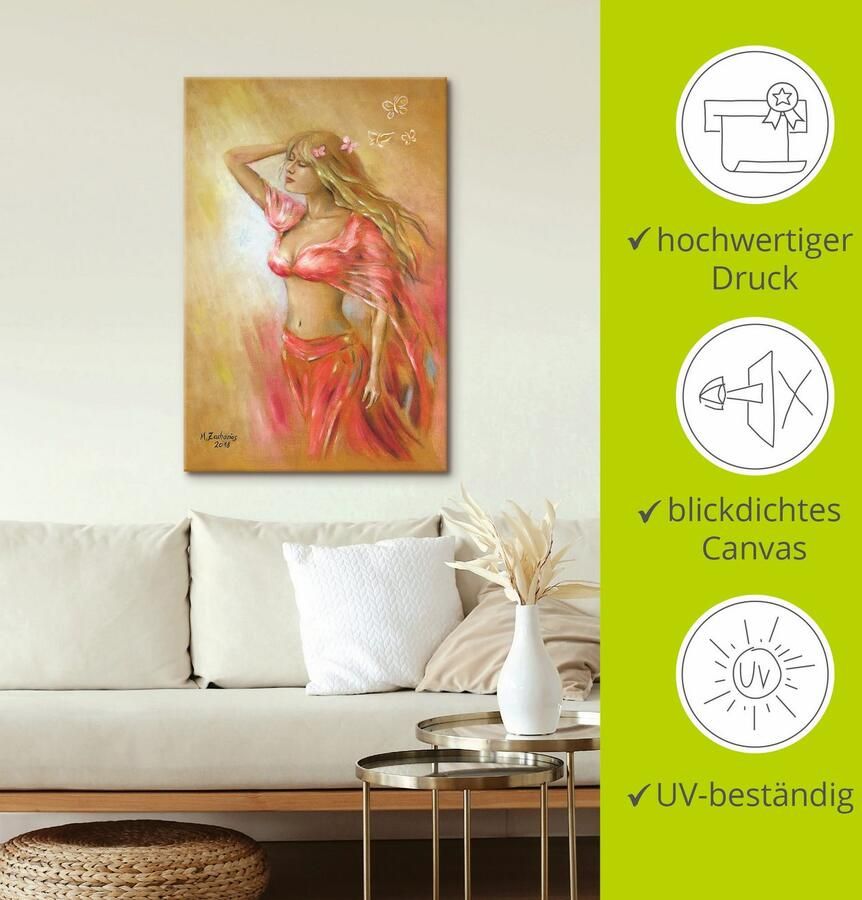 Artland Artprint Verleidelijk meisje in rode jurk als artprint op linnen poster in verschillende formaten maten - Foto 2
