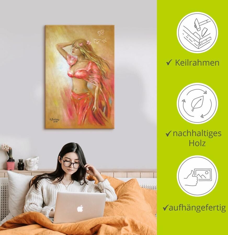 Artland Artprint Verleidelijk meisje in rode jurk als artprint op linnen poster in verschillende formaten maten