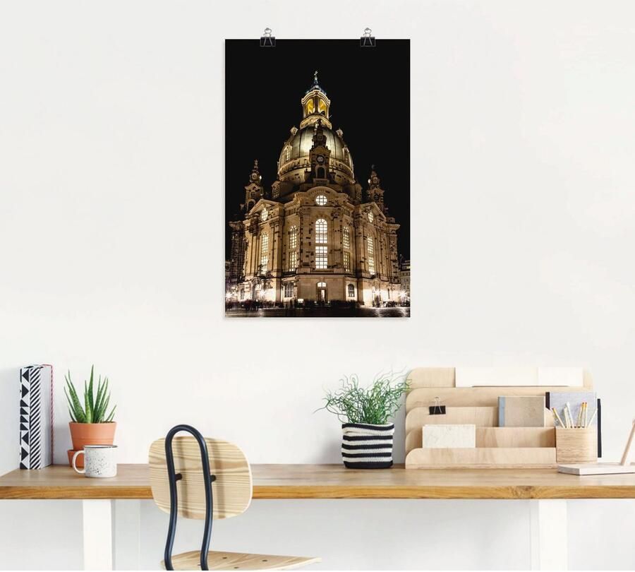 Artland Artprint Verlichte Frauenkirche in Dresden als artprint op linnen poster in verschillende formaten maten - Foto 4
