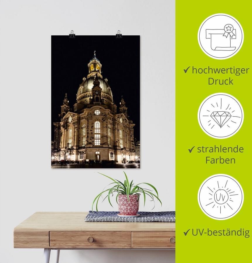 Artland Artprint Verlichte Frauenkirche in Dresden als artprint op linnen poster in verschillende formaten maten - Foto 3