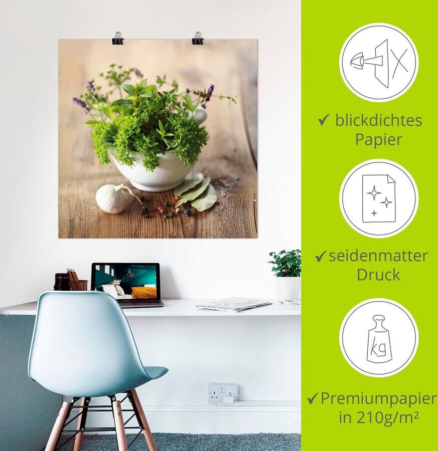 Artland Artprint Verschillende kruiden keuken als artprint van aluminium artprint voor buiten artprint op linnen poster muursticker - Foto 2