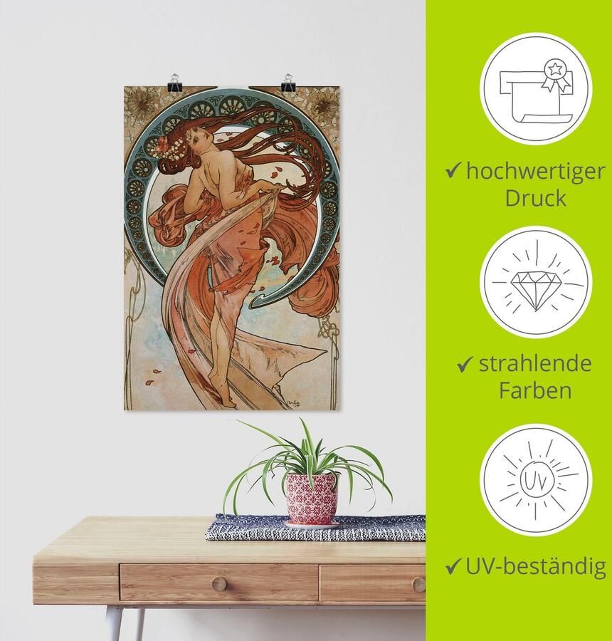 Artland Artprint Vier kunsten: de dans. 1898. als artprint van aluminium artprint voor buiten poster in diverse formaten - Foto 2