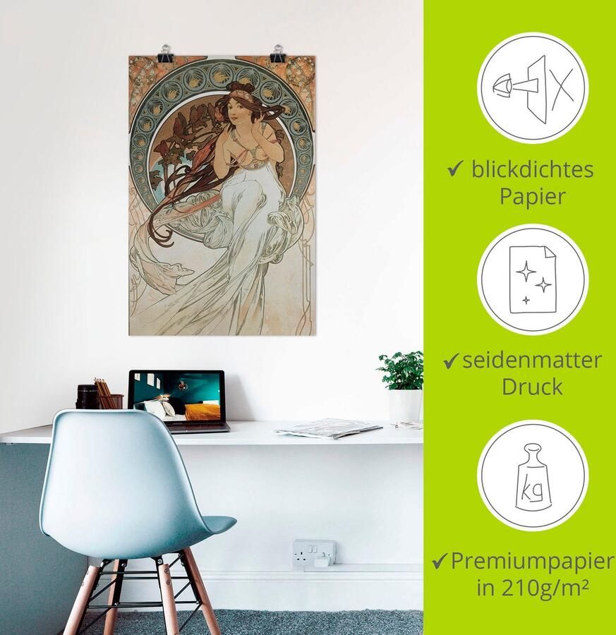 Artland Artprint Vier kunsten: de muziek. 1898 als artprint van aluminium artprint voor buiten poster in diverse formaten - Foto 2