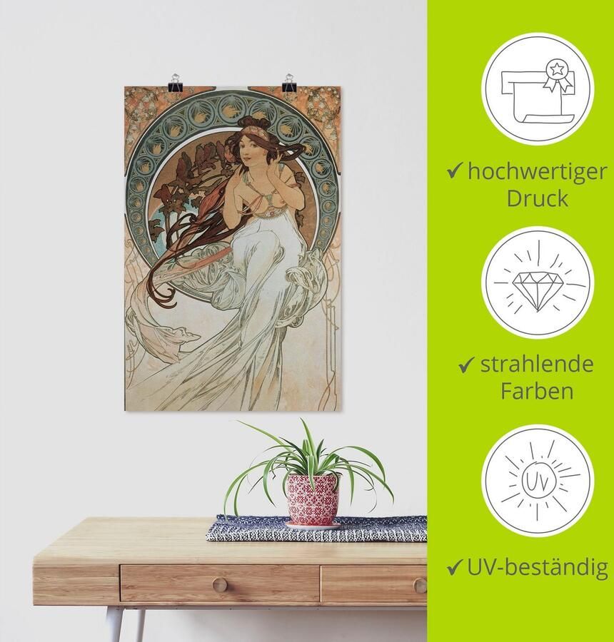 Artland Artprint Vier kunsten: de muziek. 1898 als artprint van aluminium artprint voor buiten poster in diverse formaten - Foto 3