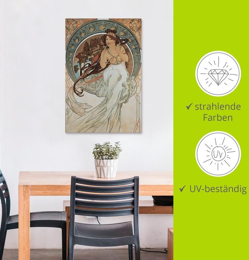 Artland Artprint Vier kunsten: de muziek. 1898 als artprint van aluminium artprint voor buiten poster in diverse formaten - Foto 2